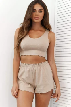 Lounge Underwear Nattkläder<Ruffle Pyjamas Short - Minkfärg