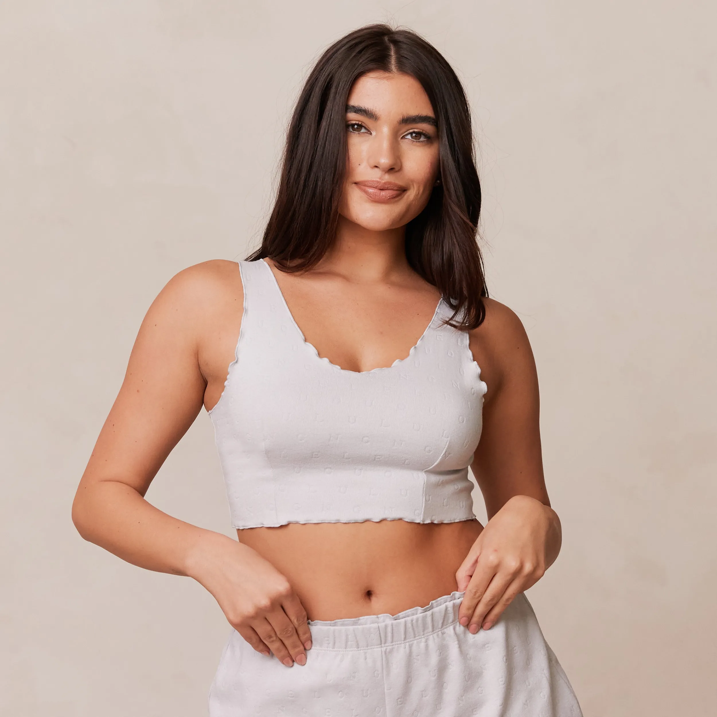 Lounge Underwear Nattkläder<Ruffle Pyjamatopp - Frostfärg