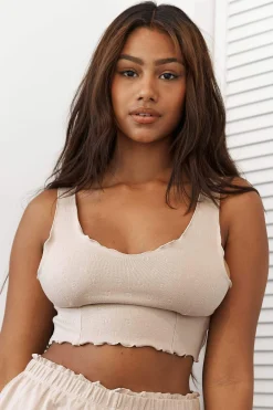 Lounge Underwear Nattkläder<Ruffle Pyjamatopp - Minkfärg
