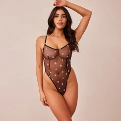 Lounge Underwear Bodysuits<Sheer Floral Bodysuit - Svart