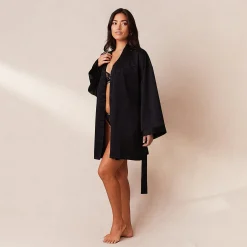Lounge Underwear Morgonrockar Och Badrockar<Signature Satin Morgonrock - Svart
