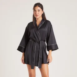 Lounge Underwear Morgonrockar Och Badrockar | Pyjamasset<Sparkle Morgonrock i Satin - Svart