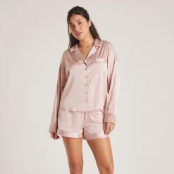 Lounge Underwear Pyjamastoppar | Pyjamasset<Sparkle Pyjamaskjorta i Satin - Rosa