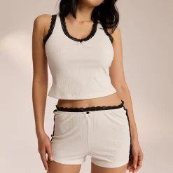 Lounge Underwear Pyjamasbyxor | Pyjamasset<Spets Pyjamashorts - Vit