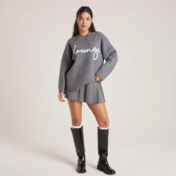 Lounge Underwear Huvtröjor Och Tröjor | Tröjor & Koftor<Stickad Lounge Tröja med rund hals - Grå