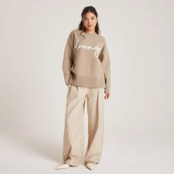 Lounge Underwear Huvtröjor Och Tröjor | Tröjor & Koftor<Stickad Lounge Tröja med rund hals - Brödfärgad