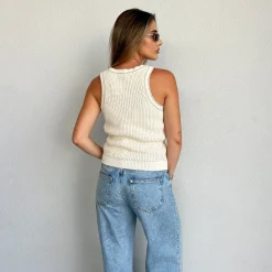 Lounge Underwear Toppar Och T-Shirts<Stickad Västtopp - Krämfärgad