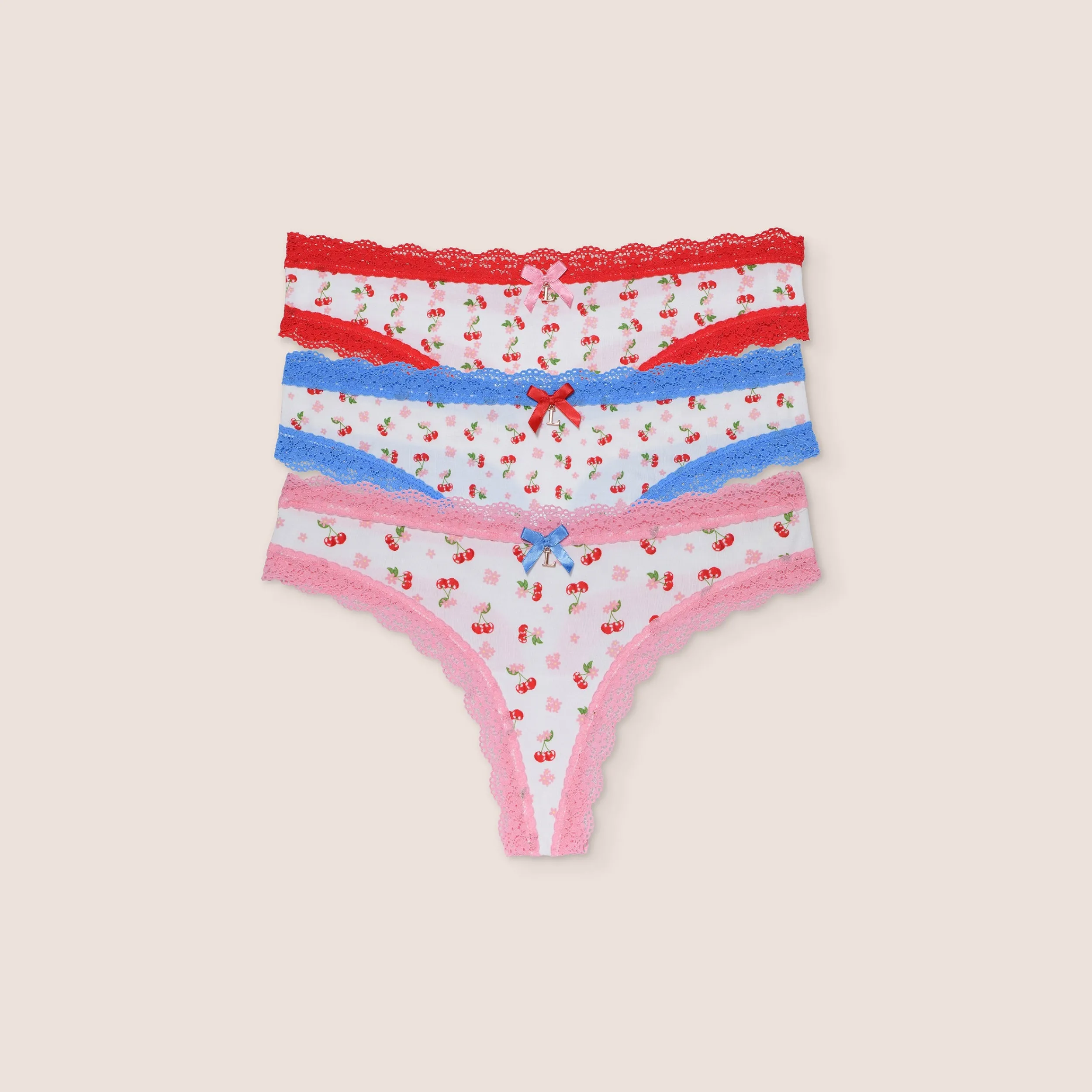 Lounge Underwear Flerpack | Stringtrosor<Stringtrosor med Körsbärstryck (3-pack) - Multi