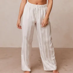 Lounge Underwear Pyjamasset<Striped Satin Pyjama Byxor - Pärlfärgad