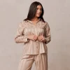 Lounge Underwear Pyjamasset | Pyjamastoppar<Striped Satin Pyjamaskjorta - Mink