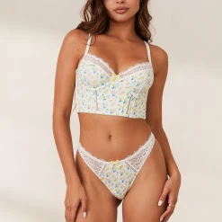 Lounge Underwear Longline<Sweet Longline BH - Blommig Vit BlommigVit