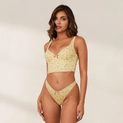 Lounge Underwear Longline<Sweet Longline BH - Blommig Gul BlommigGul