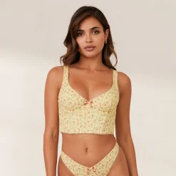 Lounge Underwear Longline<Sweet Longline BH - Blommig Gul BlommigGul