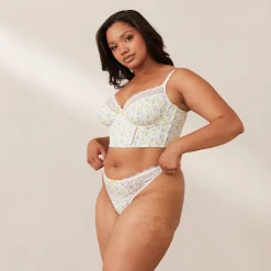 Lounge Underwear Longline<Sweet Longline BH - Blommig Vit BlommigVit