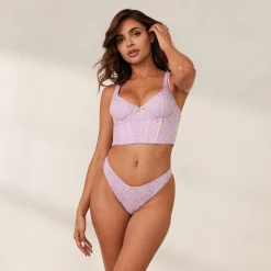 Lounge Underwear Med Bygel | Longline<Sweet Longline BH - Blommig Lila BlommigLila