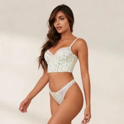 Lounge Underwear Longline<Sweet Longline BH - Blommig Vit BlommigVit