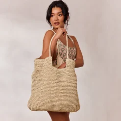 Lounge Underwear Accessoarer<Tote Bag med strå - Beige Natural