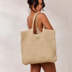 Lounge Underwear Accessoarer<Tote Bag med strå - Beige Natural