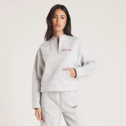 Lounge Underwear Huvtröjor Och Tröjor<Tröja med Kvart Dragkedja - Grå Marl GråMarl