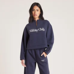 Lounge Underwear Huvtröjor Och Tröjor<Tröja med Kvart Dragkedja - Bläckblå