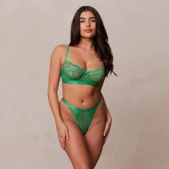 Lounge Underwear Med Bygel<Tvåfärgad Blossom Balcony BH - Grön