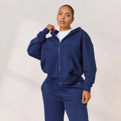 Lounge Underwear Kläder<Varsity Huvtröja med Dragkedja - Marinblå
