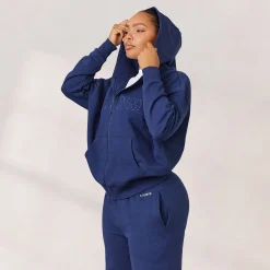 Lounge Underwear Kläder<Varsity Huvtröja med Dragkedja - Marinblå