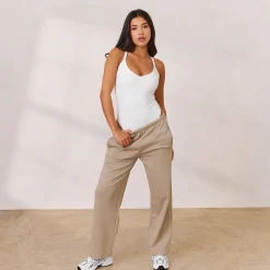 Lounge Underwear Kläder<Varsity Joggingbyxor med Rakt Ben - Havre