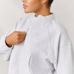 Lounge Underwear Kläder<Varsity Tröja med Kvart Dragkedja - Frostfärgad