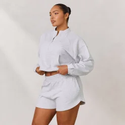 Lounge Underwear Kläder<Varsity Tröja med Kvart Dragkedja - Frostfärgad