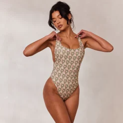 Lounge Underwear Baddräkter<Vändbar Baddräkt med Höga Ben - Grön/Blommig Grön/Blommig